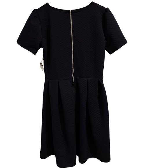 LuLaRoe Amelia Navy Blue Dress Size Large Quilted Fabric Pockets Back Zipper - Picture 2 of 7